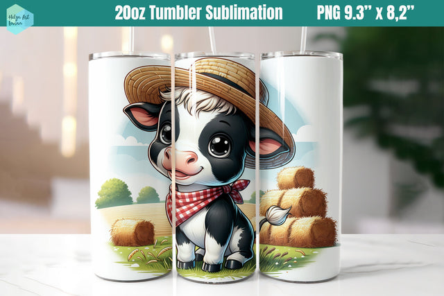 Farm Cow Tumbler 20oz Sublimation Sublimation Helga Art 
