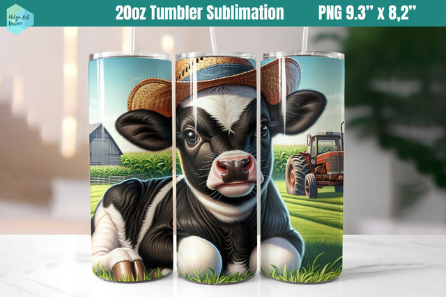 Farm Cow Tumbler 20oz Sublimation Sublimation Helga Art 