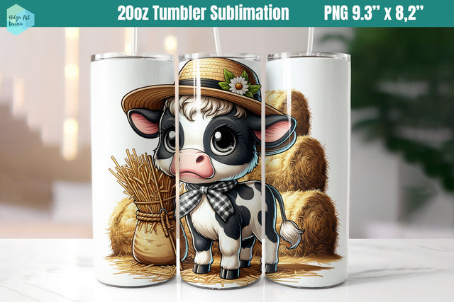 Farm Cow Tumbler 20oz Sublimation Sublimation Helga Art 