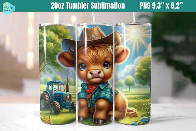 Farm Cow Tumbler 20oz Sublimation Sublimation Helga Art 