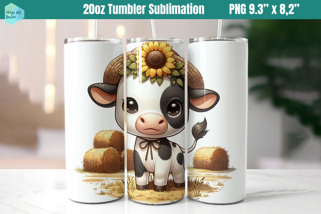 Farm Cow Tumbler 20oz Sublimation Sublimation Helga Art 
