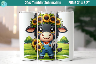 Farm Cow Tumbler 20oz Sublimation Sublimation Helga Art 
