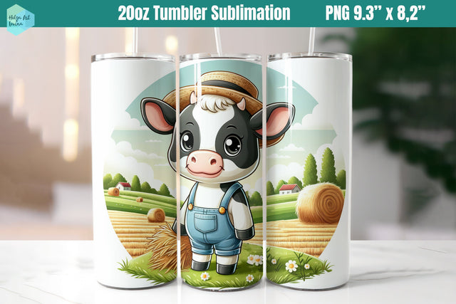 Farm Cow Tumbler 20oz Sublimation Sublimation Helga Art 