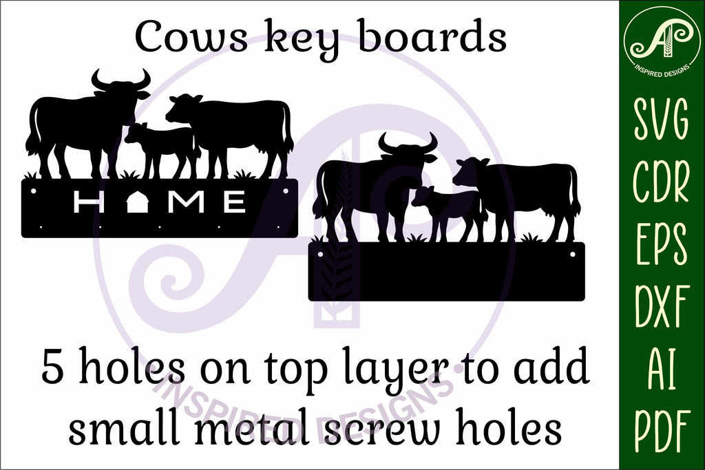 Farm cows Key holder designs for laser cut and metal cutting - So Fontsy
