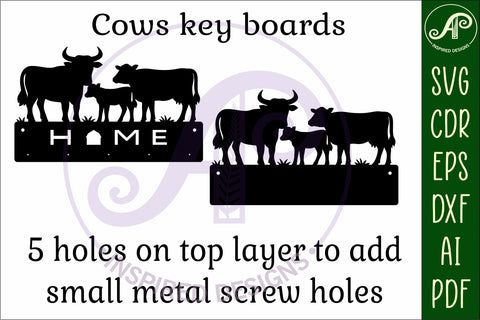 Farm cows Key holder designs for laser cut and metal cutting SVG APInspireddesigns 