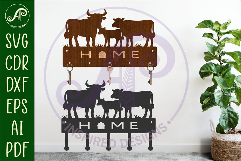 Farm cows Key holder designs for laser cut and metal cutting - So Fontsy