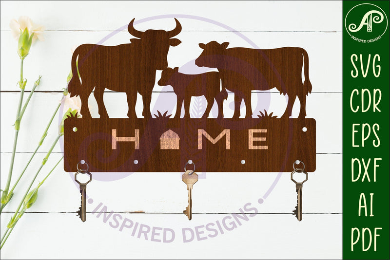 Farm cows Key holder designs for laser cut and metal cutting - So Fontsy