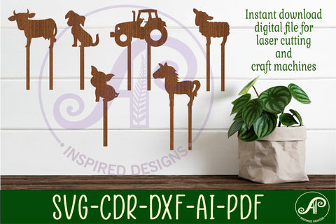 farm cupcake toppers, 6 designs SVG laser cut SVG APInspireddesigns 