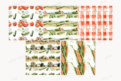 Farm Digital Paper Pattern Bundle | Vegetables Background Digital Pattern GlamArtZhanna 