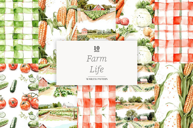 Farm Digital Paper Pattern Bundle | Vegetables Background Digital Pattern GlamArtZhanna 