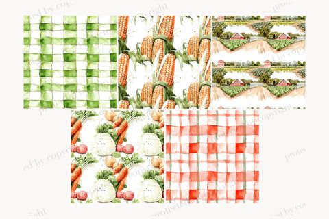 Farm Digital Paper Pattern Bundle | Vegetables Background Digital Pattern GlamArtZhanna 