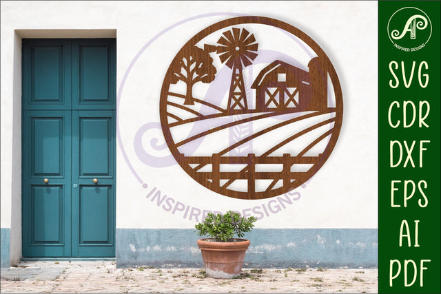 Farm fields scene wall sign, SVG file. SVG APInspireddesigns 