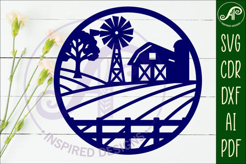 Farm fields scene wall sign, SVG file. SVG APInspireddesigns 