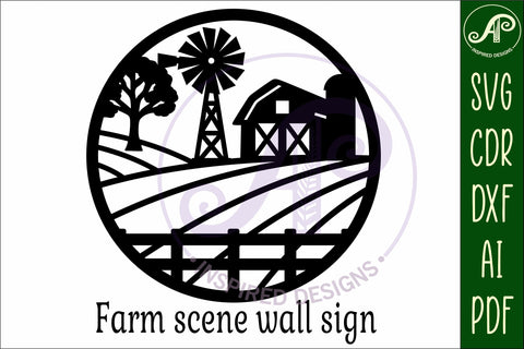 Farm fields scene wall sign, SVG file. SVG APInspireddesigns 
