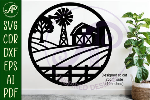 Farm fields scene wall sign, SVG file. SVG APInspireddesigns 