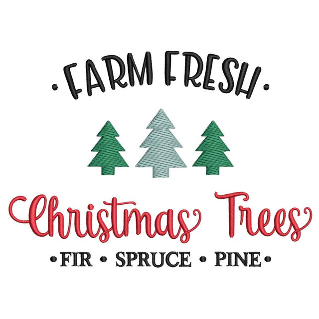 Farm Frash Christmas Trees Embroidery Design, Merry Christmas Machine Embroidery DDesign, 4 sizes, Instant download Embroidery/Applique DESIGNS Nino Nadaraia 