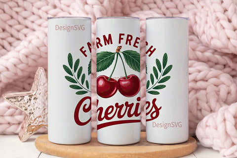 Farm Fresh Cherries 20oz Tumbler Wrap Sublimation DesignSVG 