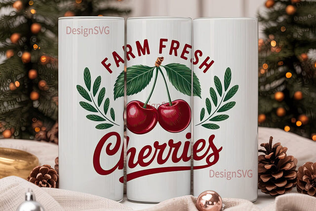 Farm Fresh Cherries 20oz Tumbler Wrap Sublimation DesignSVG 