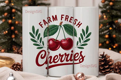Farm Fresh Cherries 20oz Tumbler Wrap Sublimation DesignSVG 