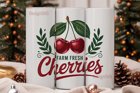 Farm Fresh Cherries 20oz Tumbler Wrap Sublimation DesignSVG 