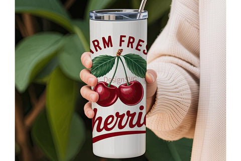 Farm Fresh Cherries 20oz Tumbler Wrap Sublimation DesignSVG 