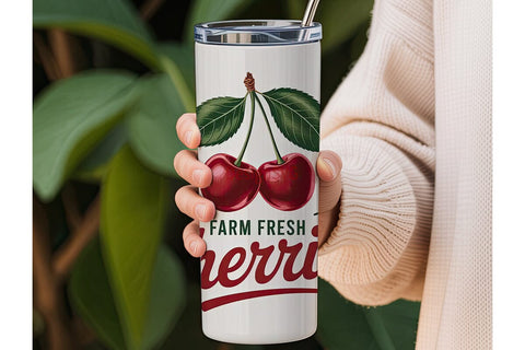 Farm Fresh Cherries 20oz Tumbler Wrap Sublimation DesignSVG 