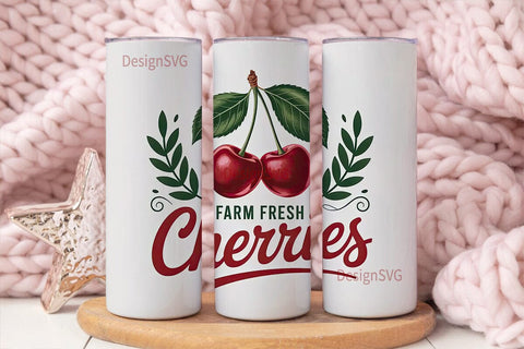 Farm Fresh Cherries 20oz Tumbler Wrap Sublimation DesignSVG 