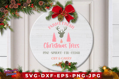Farm Fresh Christmas Pink Trees Sign SVG SVG Sublimatiz Designs 