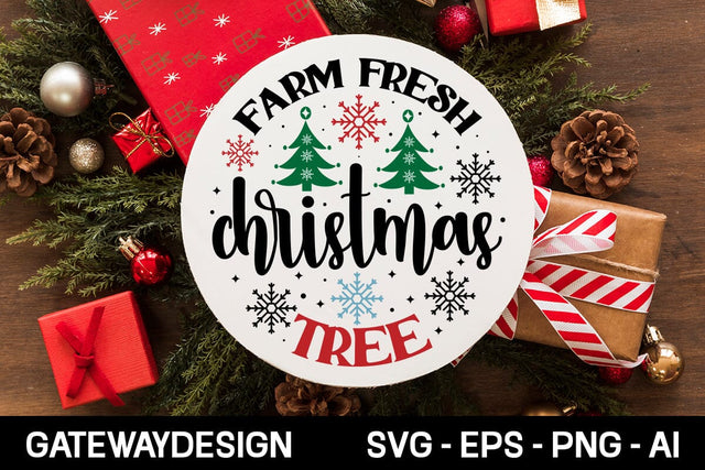 Farm Fresh Christmas Tree Sign Svg Design SVG designmaster24 