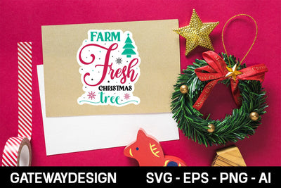 Farm Fresh Christmas Tree sticker Svg design SVG designmaster24 