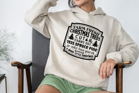 Farm fresh christmas trees cut & carry est 1935 spruce pine fir cedar have yourself a merry little christmas SVG Angelina750 