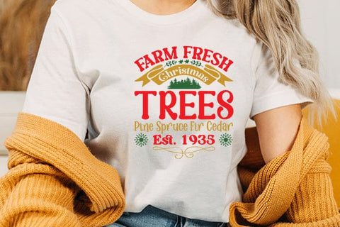 Farm fresh christmas trees pine spruce fir cedar est. 1935 SVG Angelina750 