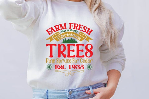Farm fresh christmas trees pine spruce fir cedar est. 1935 SVG Angelina750 