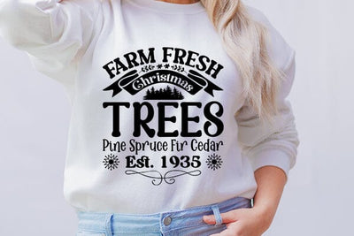 Farm fresh christmas trees pine spruce fir cedar est. 1935 SVG Angelina750 