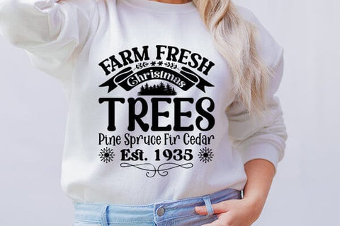 Farm fresh christmas trees pine spruce fir cedar est. 1935 SVG Angelina750 