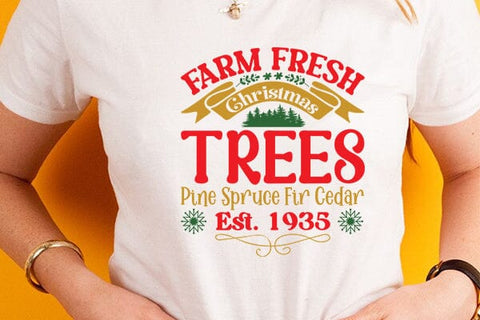 Farm fresh christmas trees pine spruce fir cedar est. 1935 SVG Angelina750 