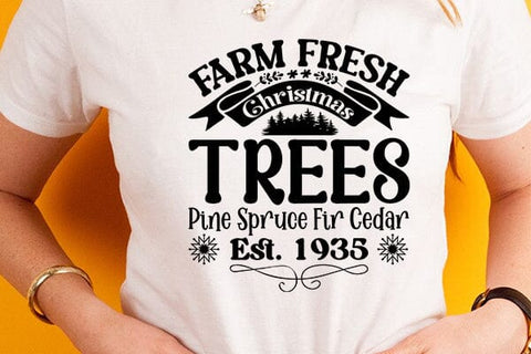 Farm fresh christmas trees pine spruce fir cedar est. 1935 SVG Angelina750 