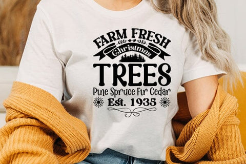 Farm fresh christmas trees pine spruce fir cedar est. 1935 SVG Angelina750 