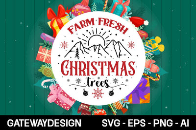 Farm Fresh Christmas Trees Round Sign Svg Design SVG designmaster24 