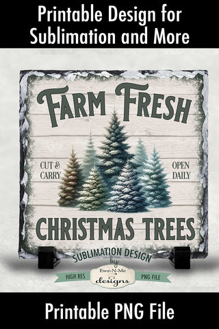 Farm Fresh Christmas Trees Sublimation Design | Vintage Sign PNG Sublimation Ewe-N-Me Designs 