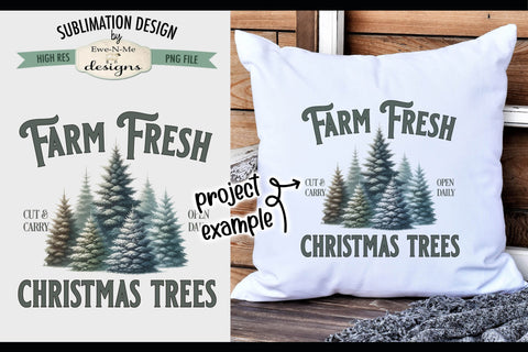 Farm Fresh Christmas Trees Sublimation Design | Vintage Sign PNG Sublimation Ewe-N-Me Designs 