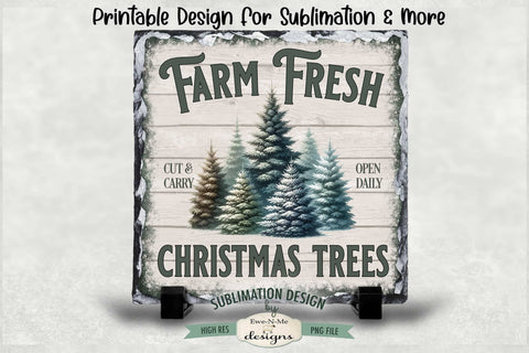 Farm Fresh Christmas Trees Sublimation Design | Vintage Sign PNG Sublimation Ewe-N-Me Designs 