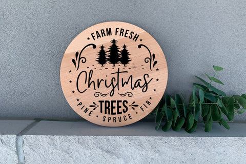 Farm Fresh Christmas Trees SVG Round Sign SVG CraftLabSVG 