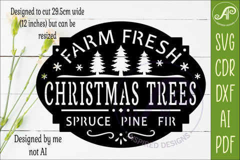 Farm Fresh Christmas Trees SVG | Rustic Winter Sign Laser SVG APInspireddesigns 