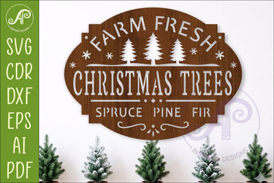 Farm Fresh Christmas Trees SVG | Rustic Winter Sign Laser SVG APInspireddesigns 