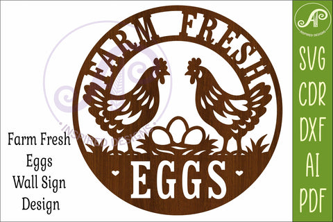 Farm Fresh Eggs Chicken Sign SVG, Rustic Farmhouse Hen Laser SVG APInspireddesigns 