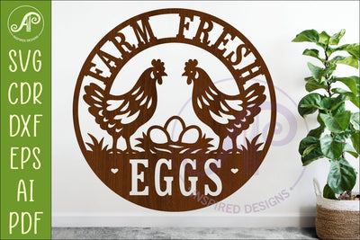 Farm Fresh Eggs Chicken Sign SVG, Rustic Farmhouse Hen Laser SVG APInspireddesigns 