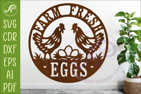 Farm Fresh Eggs Chicken Sign SVG, Rustic Farmhouse Hen Laser SVG APInspireddesigns 