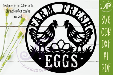 Farm Fresh Eggs Chicken Sign SVG, Rustic Farmhouse Hen Laser SVG APInspireddesigns 