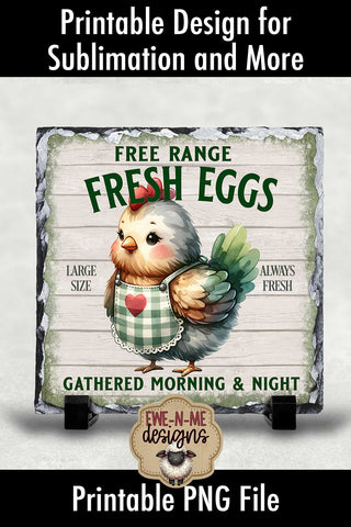 Farm Fresh Eggs Cute Chicken | Square Sublimation Design PNG Sublimation Ewe-N-Me Designs 